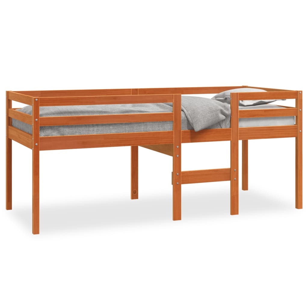 Lit haut cire marron 80x200 cm bois de pin massif Lits & cadres de lit vidaXL   