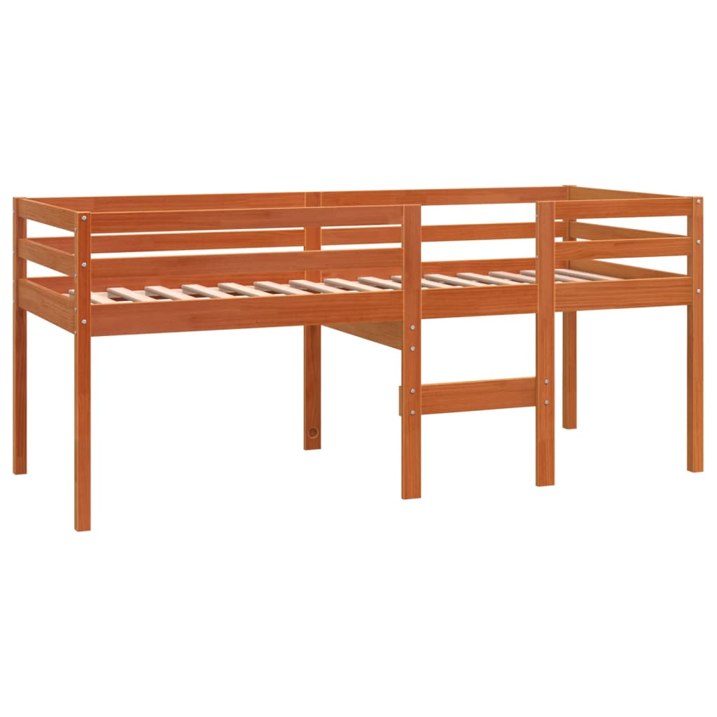Lit haut cire marron 75x190 cm bois de pin massif Lits & cadres de lit vidaXL   