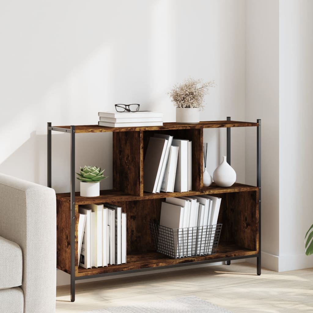 Bibliothèque chêne fumé 102x28x77,5 cm bois d'ingénierie Bibliothèques vidaXL   