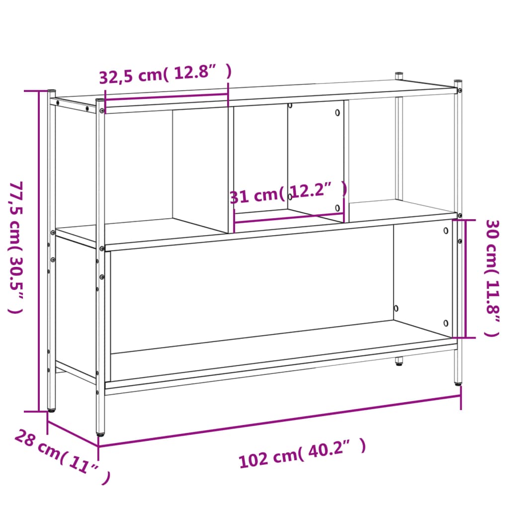 Bibliothèque chêne marron 102x28x77,5 cm bois d'ingénierie Bibliothèques vidaXL   