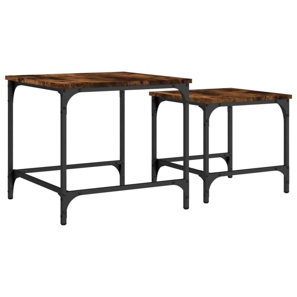 Tables basses gigognes 2 pcs chêne fumé bois d'ingénierie Tables basses vidaXL   