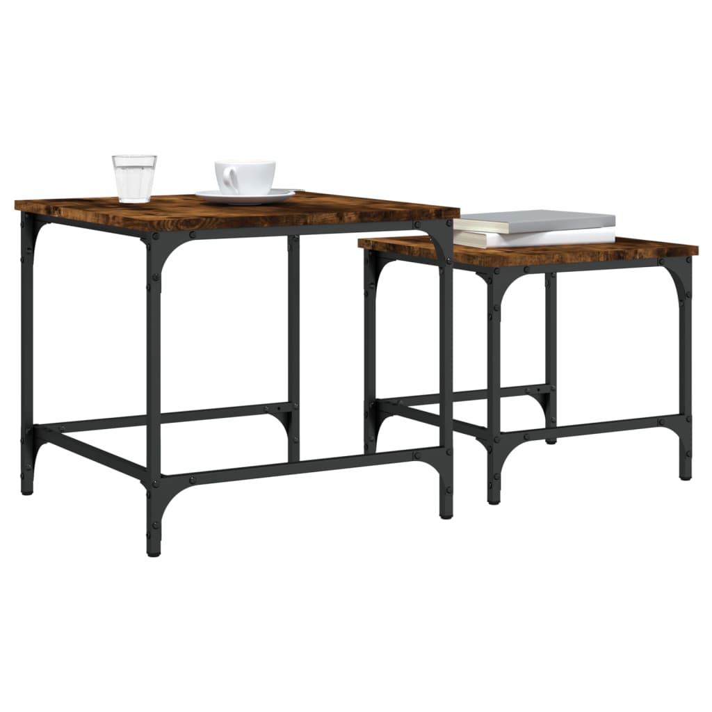 Tables basses gigognes 2 pcs chêne fumé bois d'ingénierie Tables basses vidaXL   