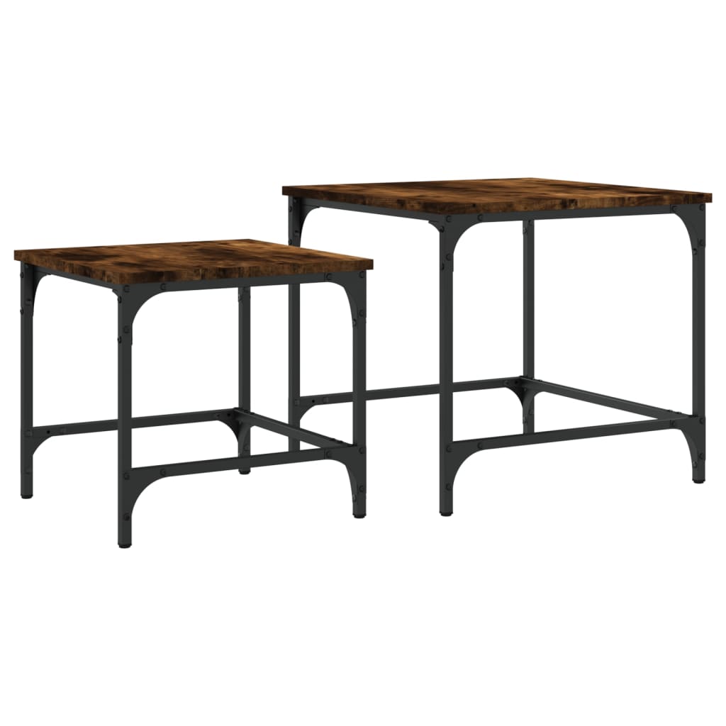 Tables basses gigognes 2 pcs chêne fumé bois d'ingénierie Tables basses vidaXL   
