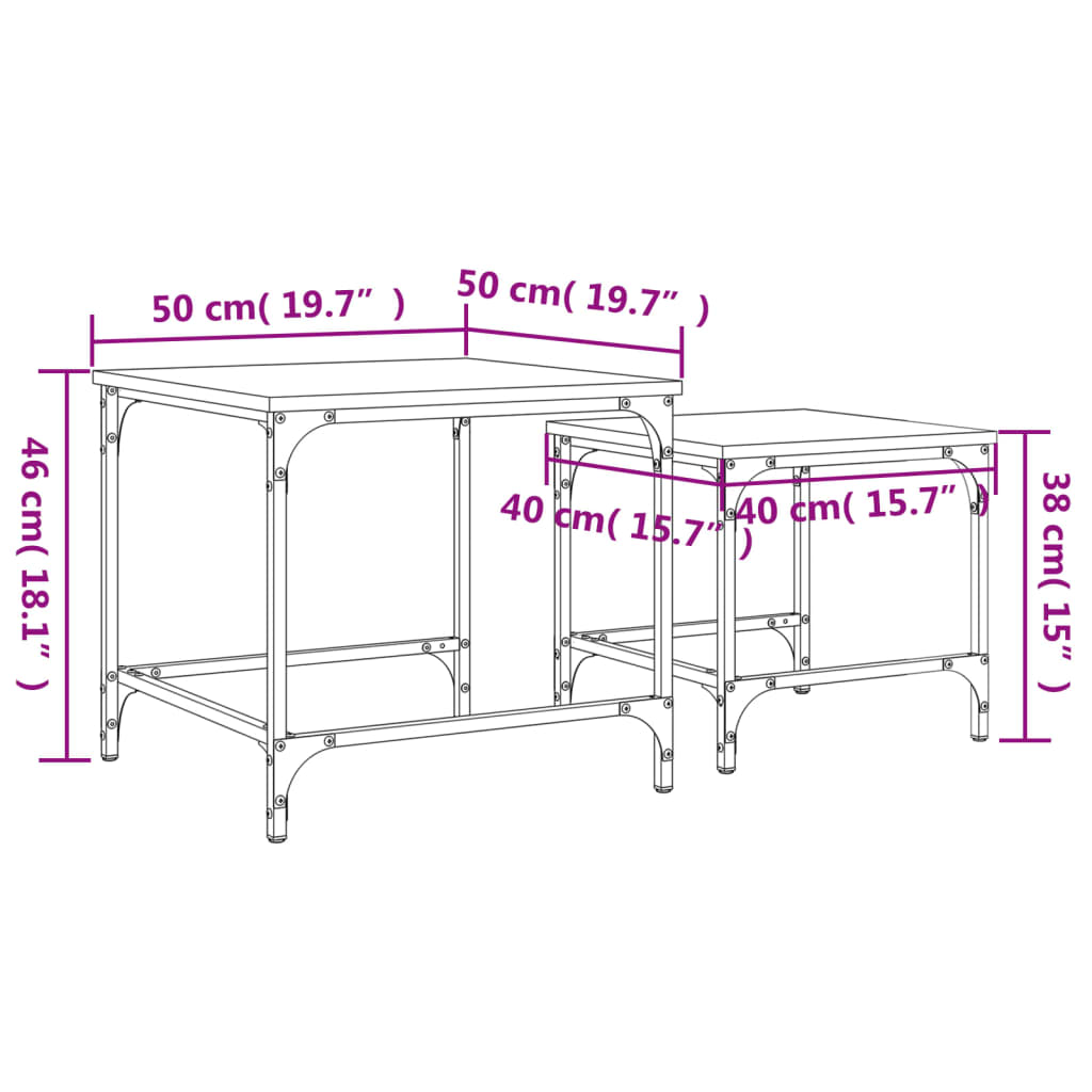 Tables basses gigognes 2 pcs chêne fumé bois d'ingénierie Tables basses vidaXL   