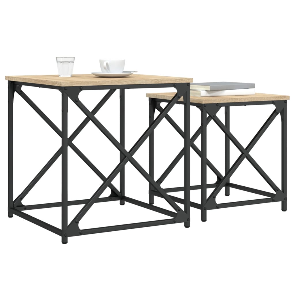 Tables basses gigognes 2 pcs chêne sonoma bois d'ingénierie Tables basses vidaXL   