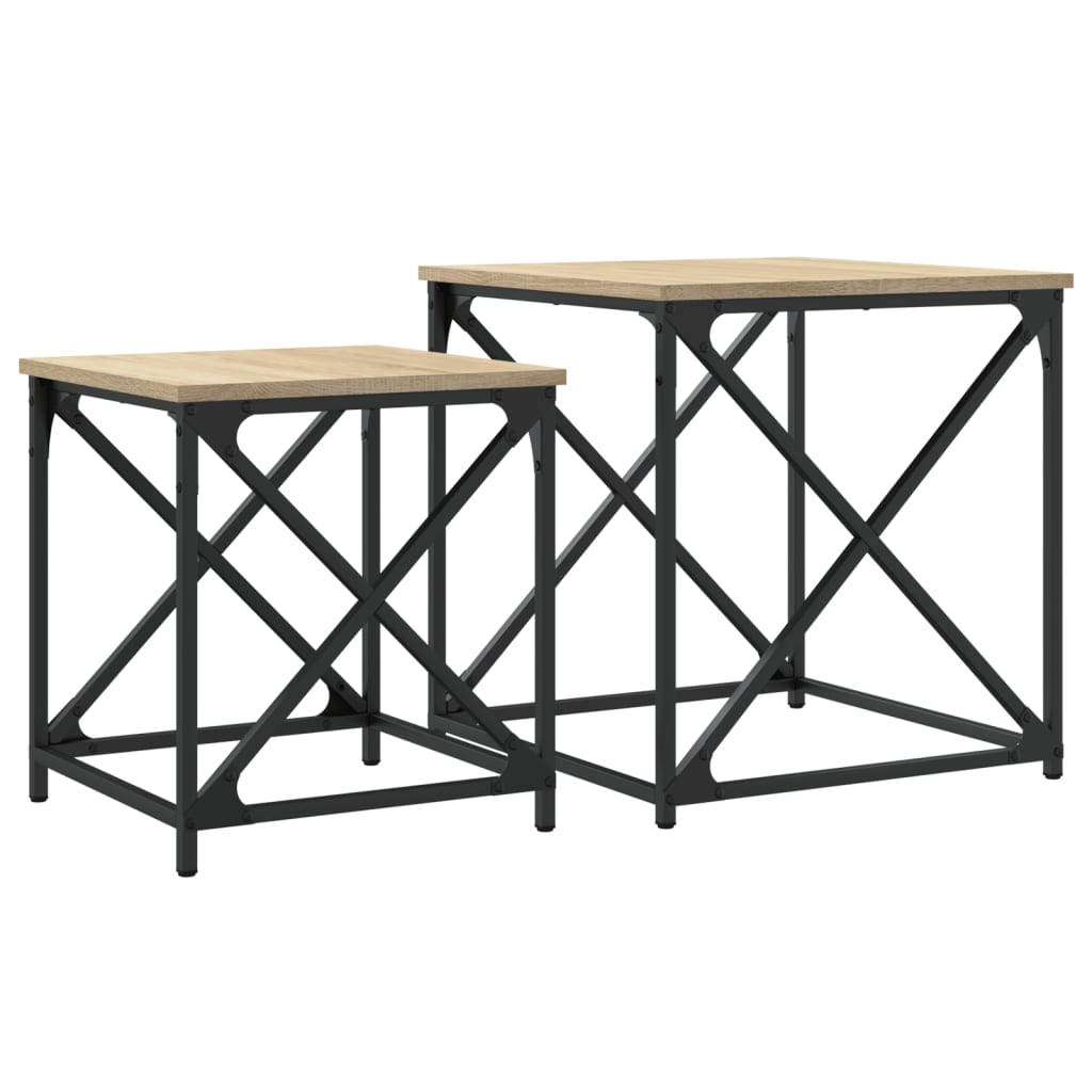 Tables basses gigognes 2 pcs chêne sonoma bois d'ingénierie Tables basses vidaXL   