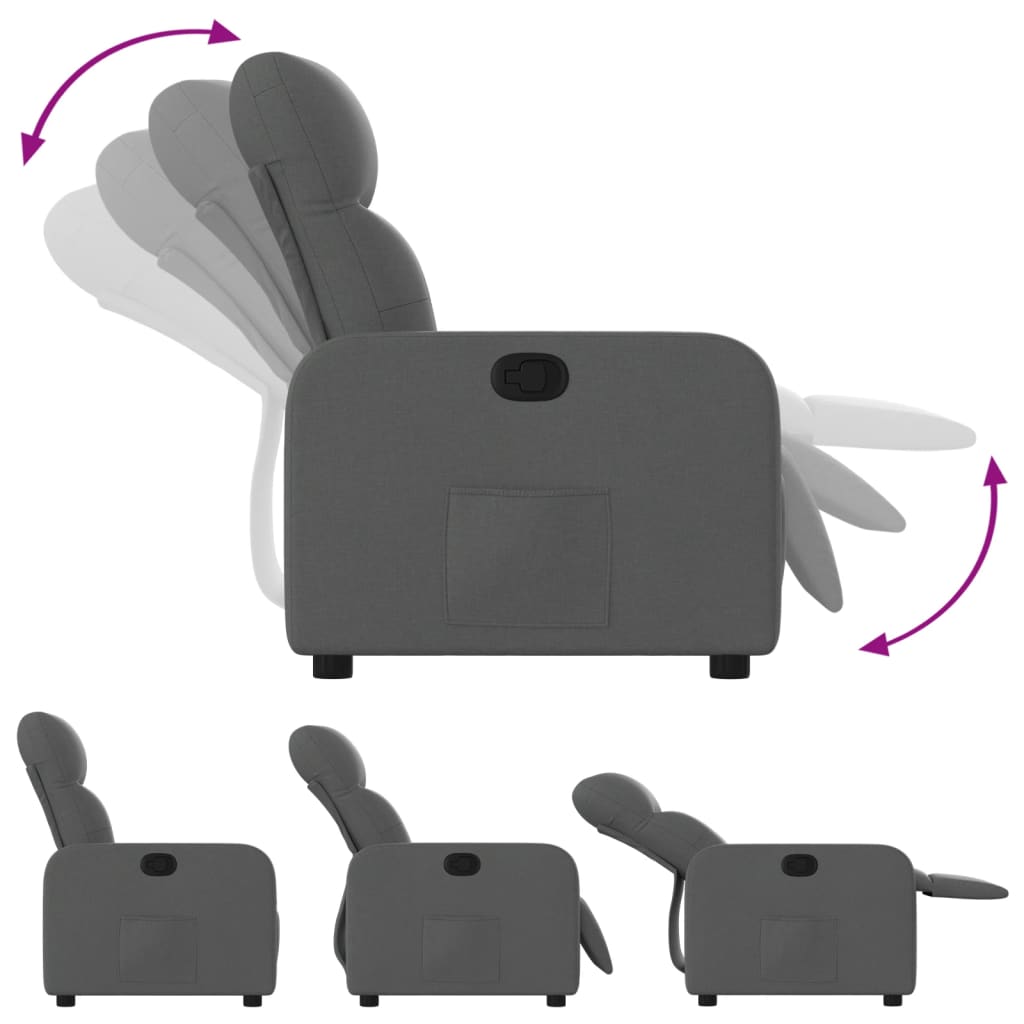 Fauteuil inclinable Gris foncé Tissu Fauteuils vidaXL   