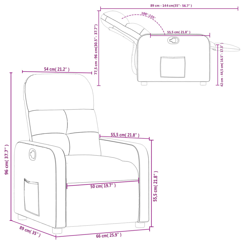 Fauteuil inclinable Gris foncé Tissu Fauteuils vidaXL   