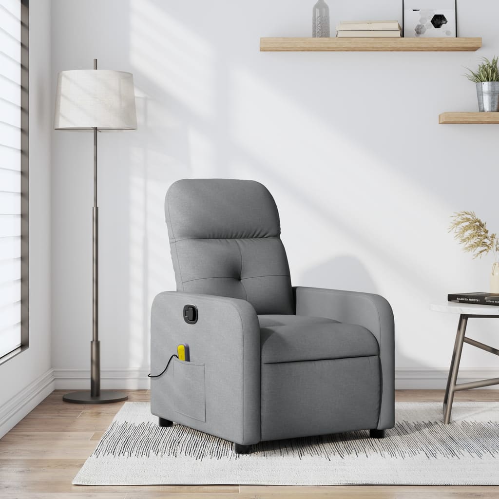 Fauteuil de massage inclinable Gris clair Tissu Fauteuils vidaXL   