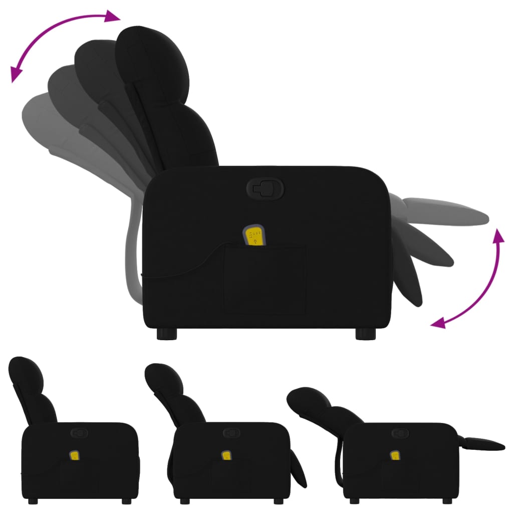 Fauteuil de massage inclinable Noir Tissu Fauteuils vidaXL   