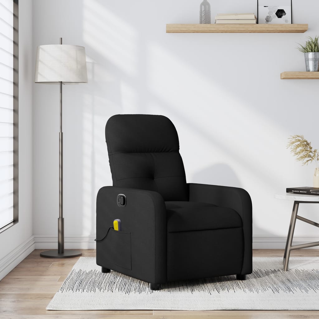 Fauteuil de massage inclinable Noir Tissu Fauteuils vidaXL   