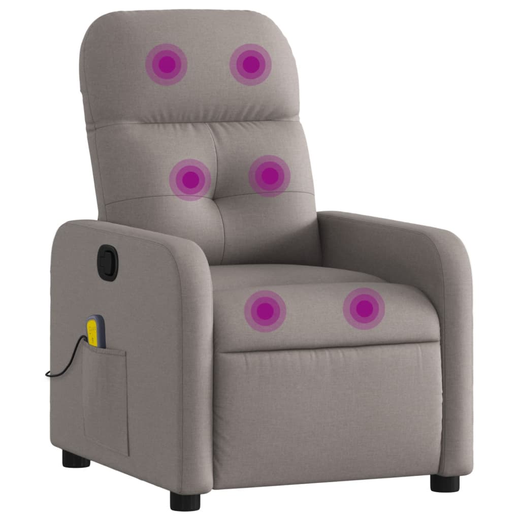 Fauteuil de massage inclinable Taupe Tissu Fauteuils vidaXL   