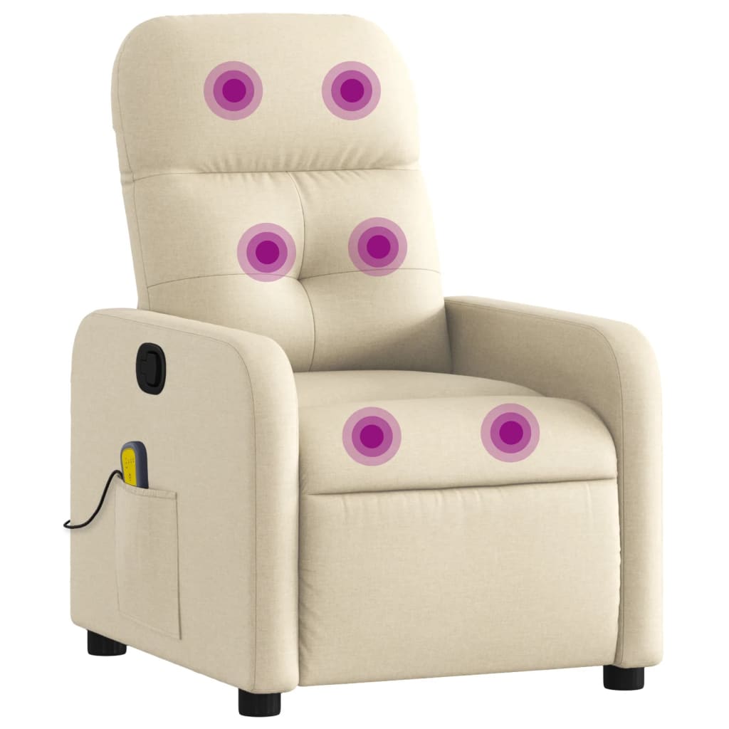 Fauteuil de massage inclinable Crème Tissu Fauteuils vidaXL   