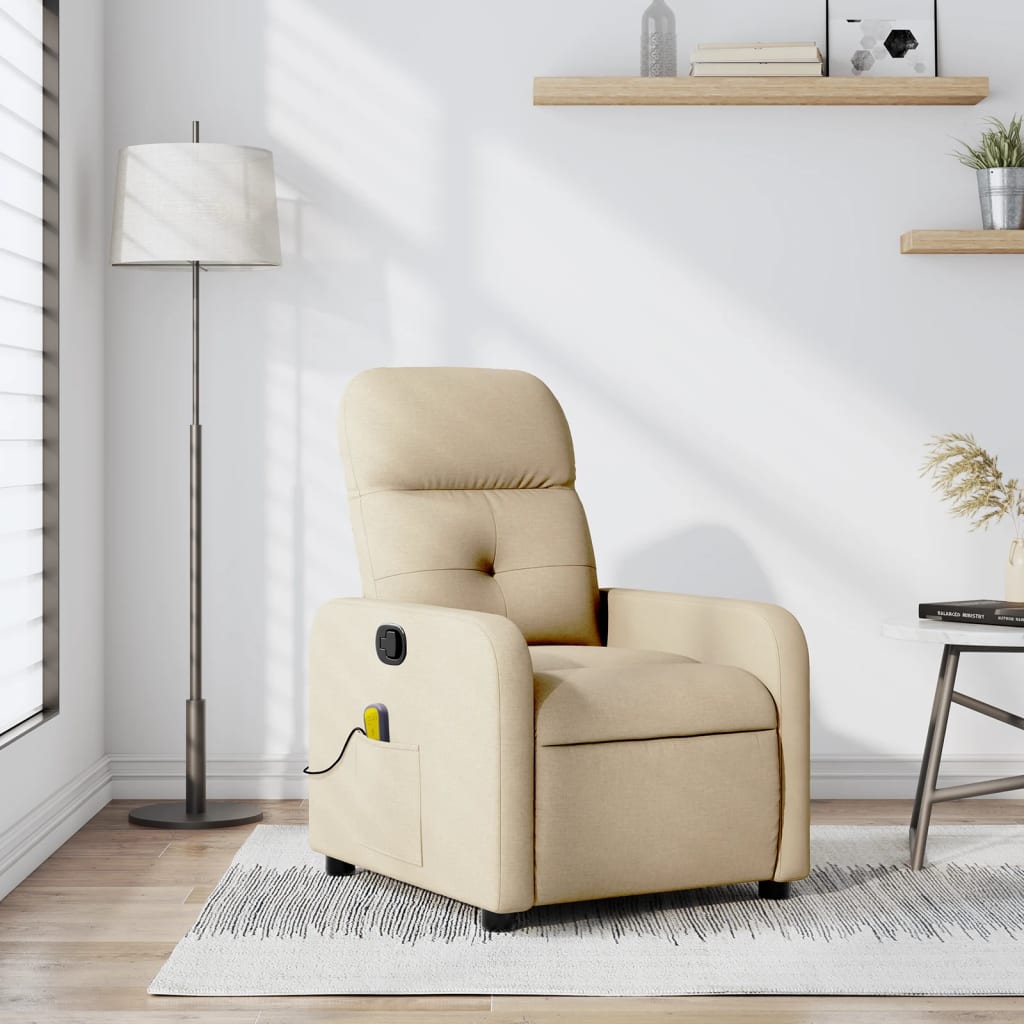 Fauteuil de massage inclinable Crème Tissu Fauteuils vidaXL   