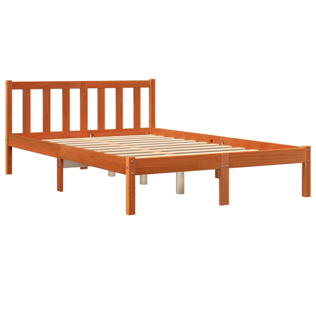 Cadre de lit cire marron 140x190 cm bois de pin massif Lits & cadres de lit vidaXL   