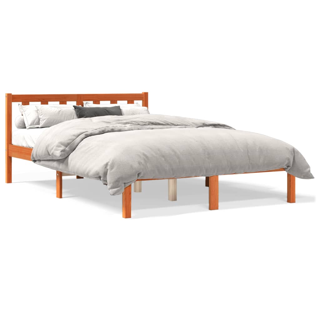 Cadre de lit cire marron 140x190 cm bois de pin massif Lits & cadres de lit vidaXL   