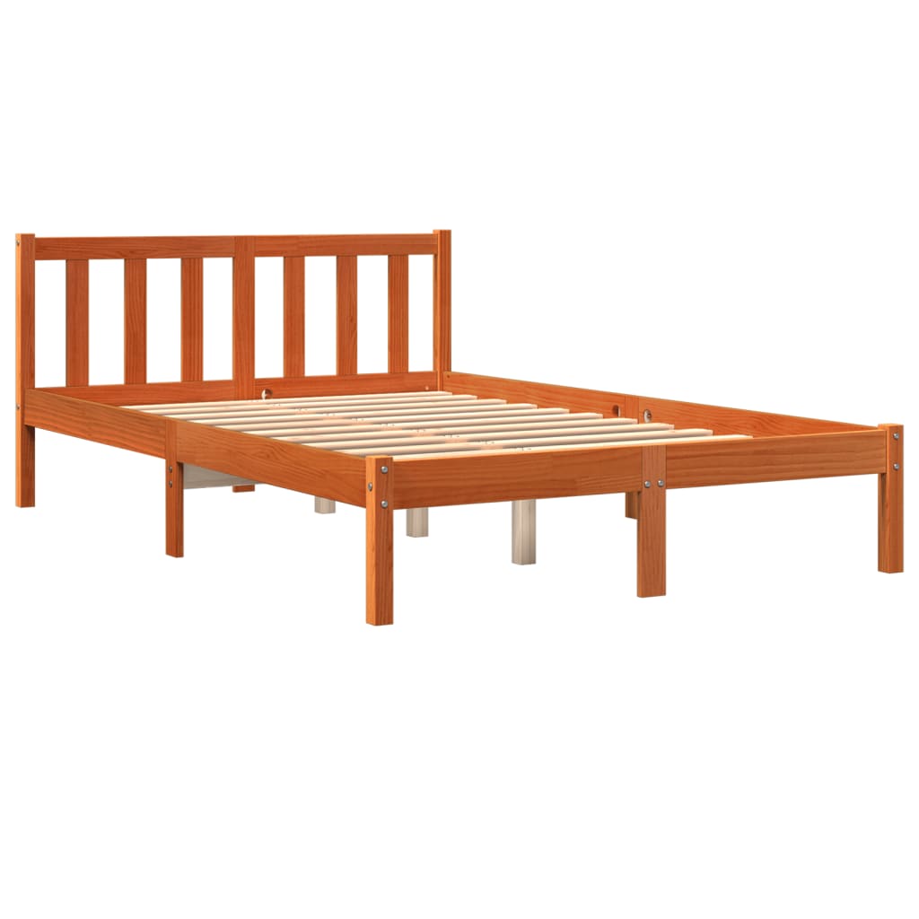 Cadre de lit cire marron 140x200 cm bois de pin massif Lits & cadres de lit vidaXL   