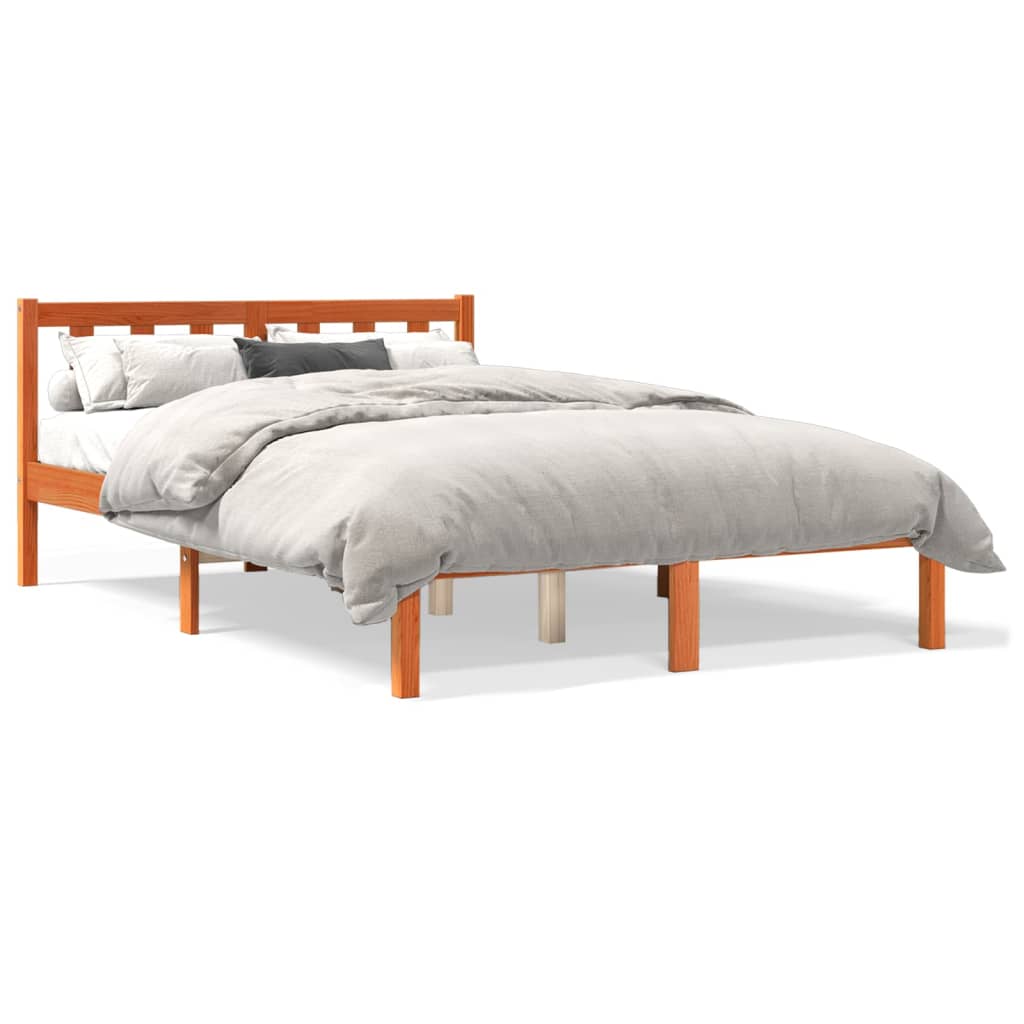 Cadre de lit cire marron 140x200 cm bois de pin massif Lits & cadres de lit vidaXL   