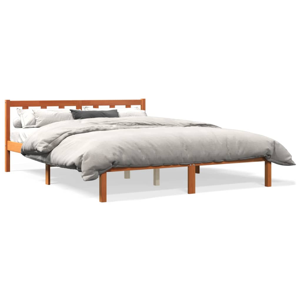 Cadre de lit cire marron 160x200 cm bois de pin massif Lits & cadres de lit vidaXL   