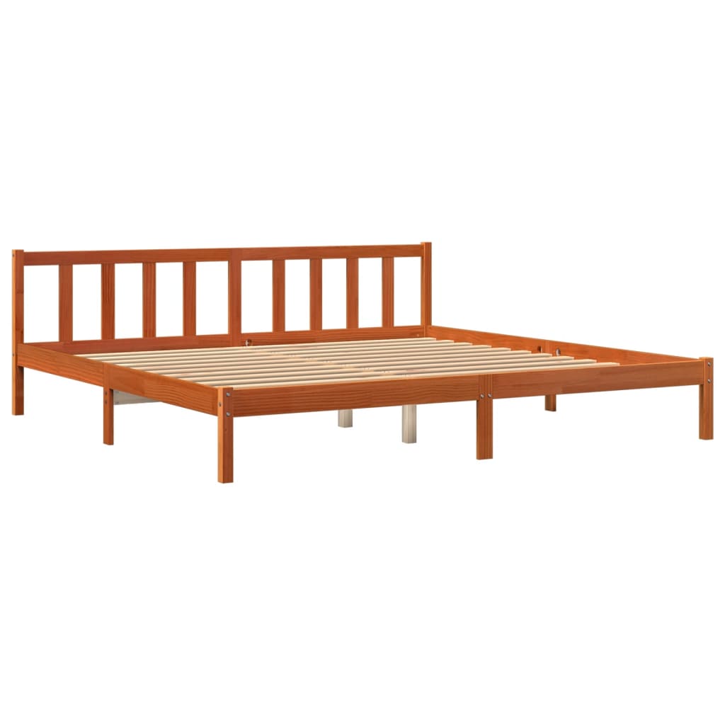 Cadre de lit cire marron 180x200 cm bois de pin massif Lits & cadres de lit vidaXL   