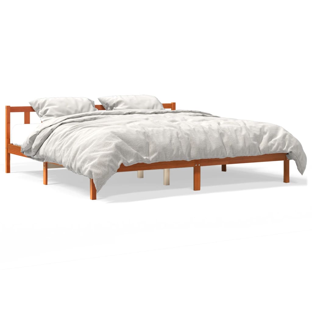 Cadre de lit cire marron 180x200 cm bois de pin massif Lits & cadres de lit vidaXL   
