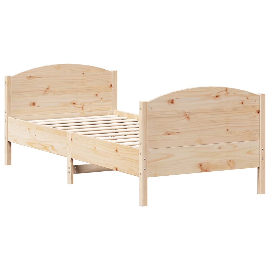Cadre de lit avec tête de lit 90x190 cm bois de pin massif Lits & cadres de lit vidaXL   