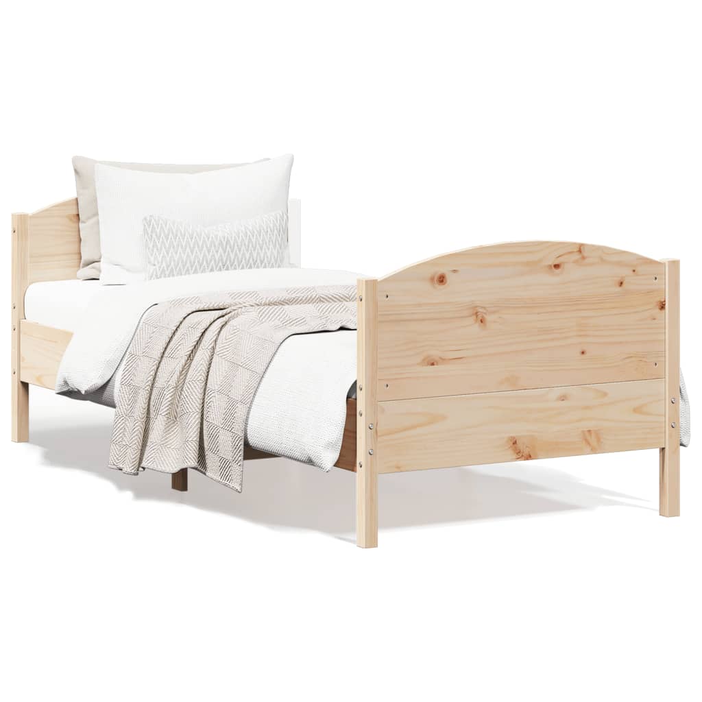 Cadre de lit avec tête de lit 90x190 cm bois de pin massif Lits & cadres de lit vidaXL   
