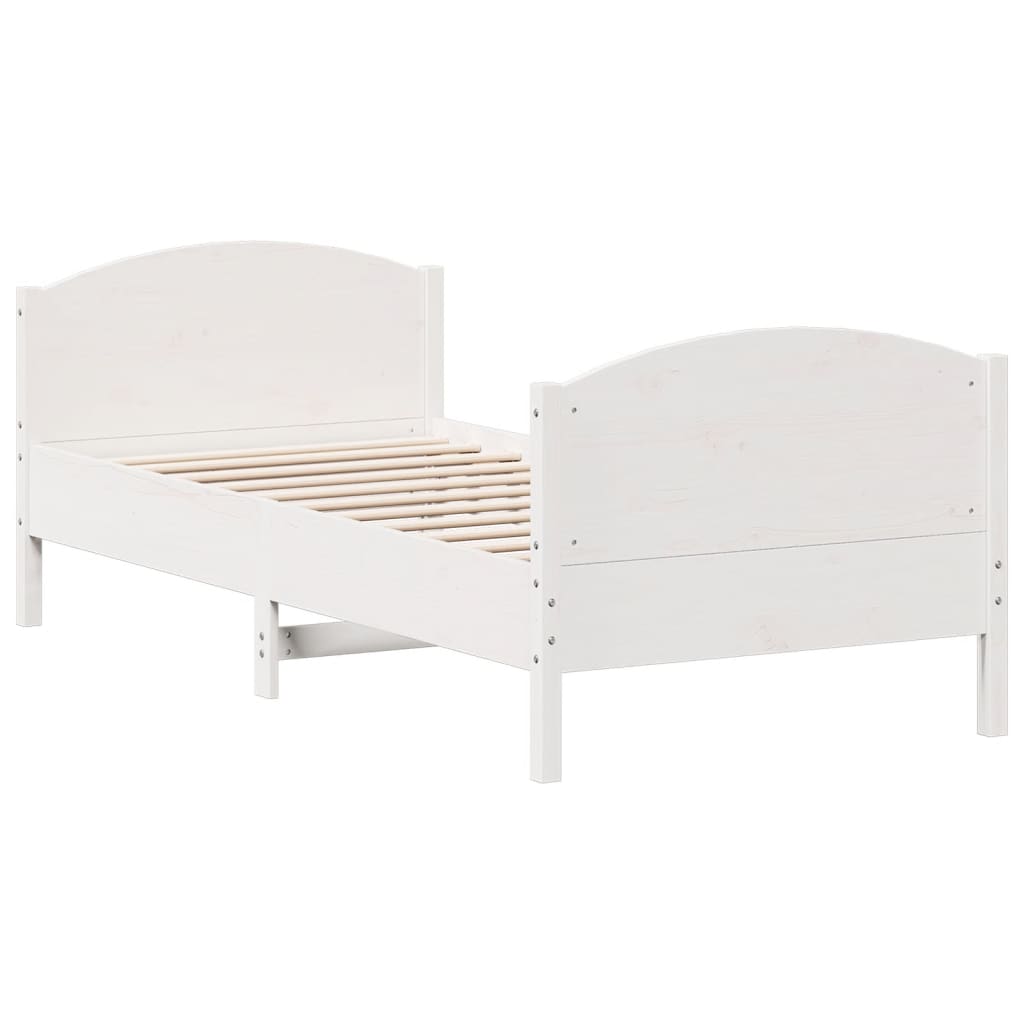 Cadre de lit avec tête de lit blanc 90x190cm bois de pin massif Lits & cadres de lit vidaXL   