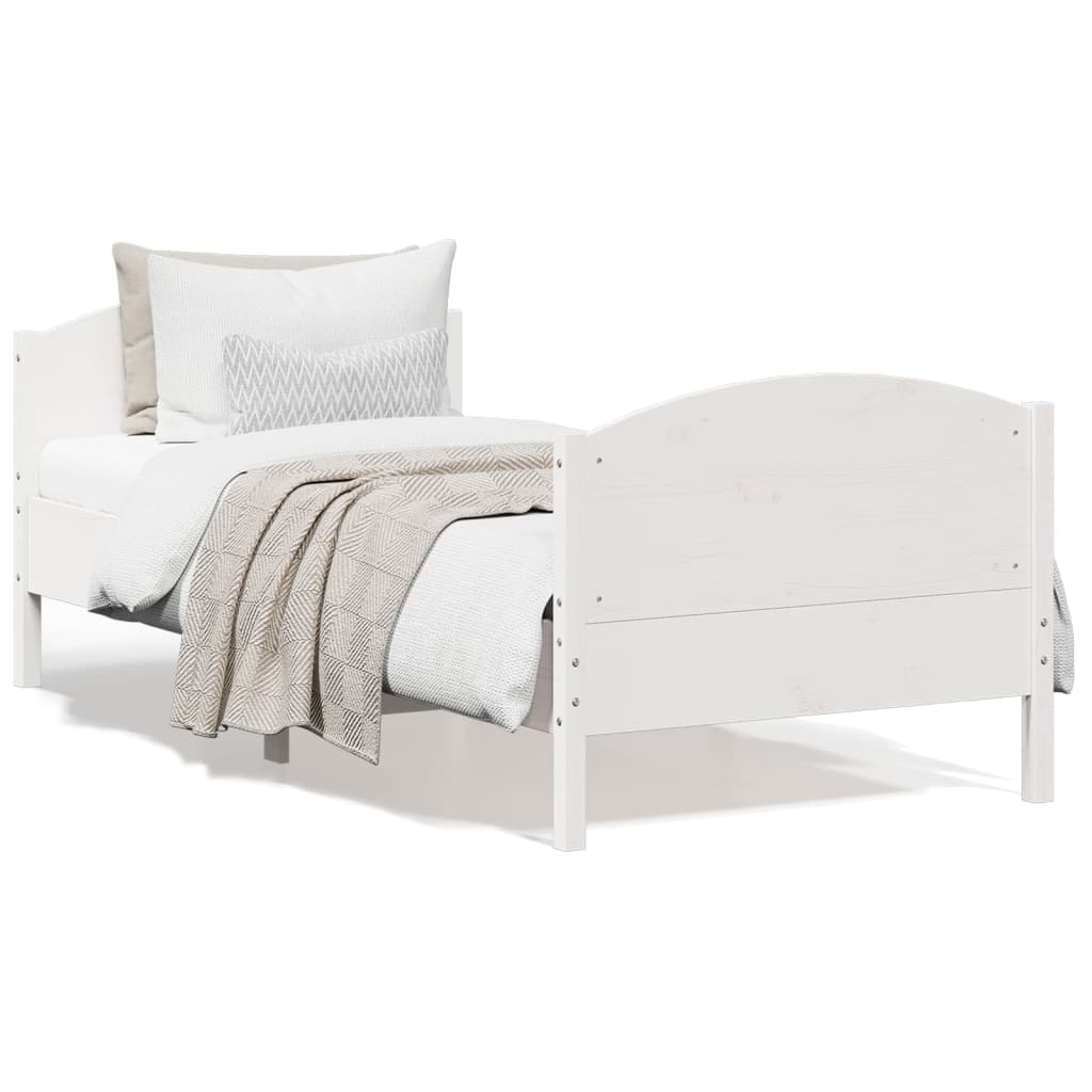 Cadre de lit avec tête de lit blanc 90x190cm bois de pin massif Lits & cadres de lit vidaXL   