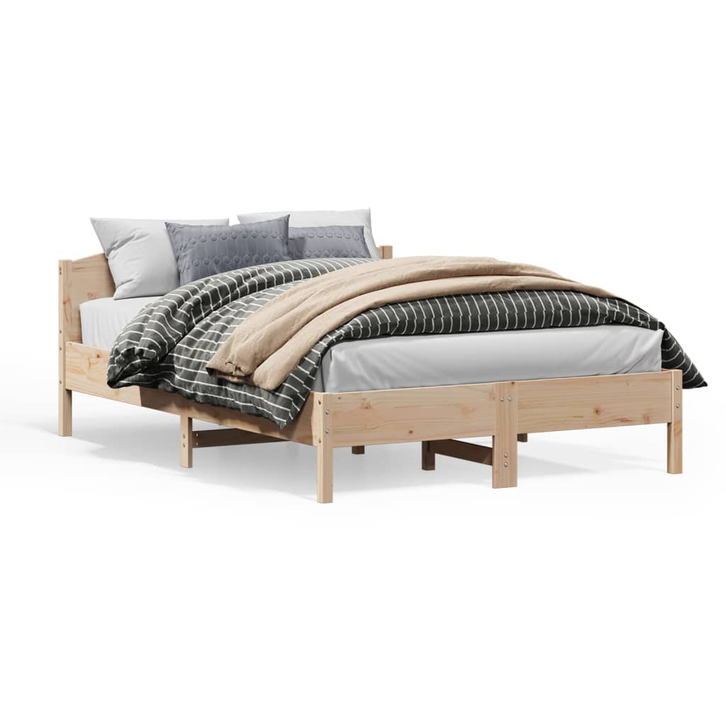 Cadre de lit avec tête de lit 140x200 cm bois de pin massif Lits & cadres de lit vidaXL   