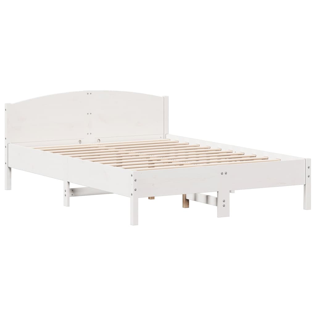Cadre de lit avec tête de lit blanc 140x200 cm bois pin massif Lits & cadres de lit vidaXL   