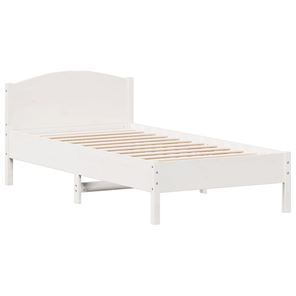 Cadre de lit avec tête de lit blanc 90x190cm bois de pin massif Lits & cadres de lit vidaXL   