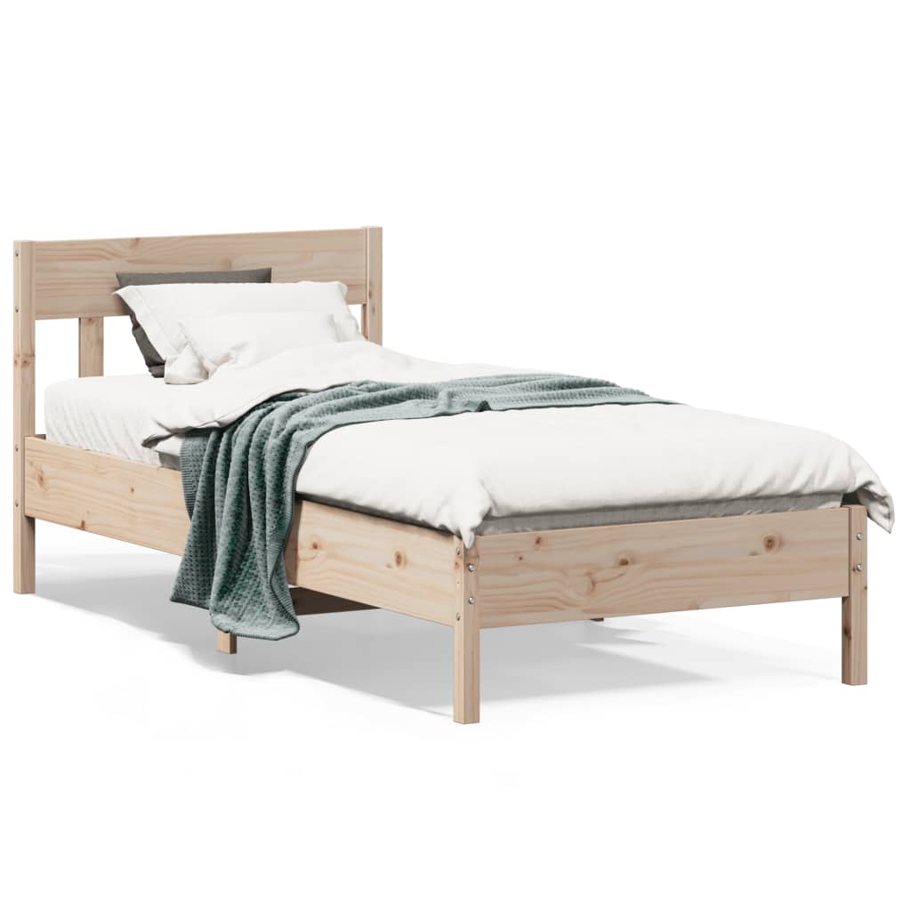Cadre de lit avec tête de lit 90x200 cm bois de pin massif Lits & cadres de lit vidaXL   