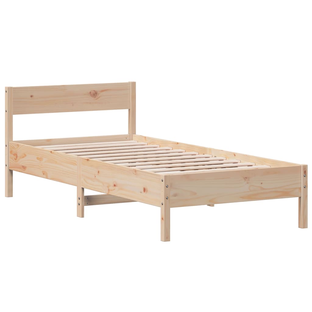 Cadre de lit avec tête de lit 90x200 cm bois de pin massif Lits & cadres de lit vidaXL   