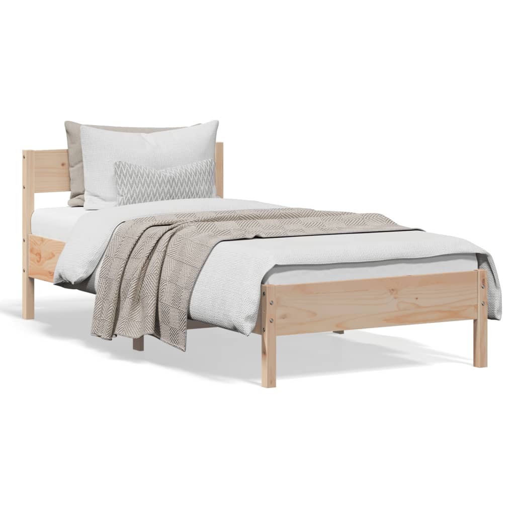 Cadre de lit avec tête de lit 90x200 cm bois de pin massif Lits & cadres de lit vidaXL   