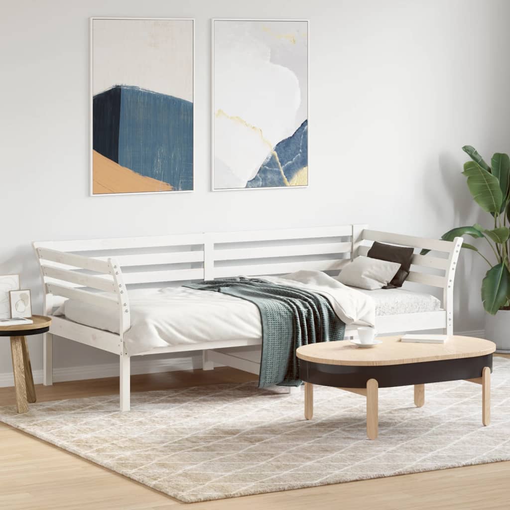 Lit de jour Blanc 75x190 cm Bois de pin massif Lits & cadres de lit vidaXL   
